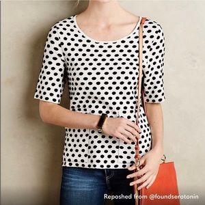 Anthropologie Moth Sweater Womens Medium Polkadot Jacquard Dottie Scoop Neck
